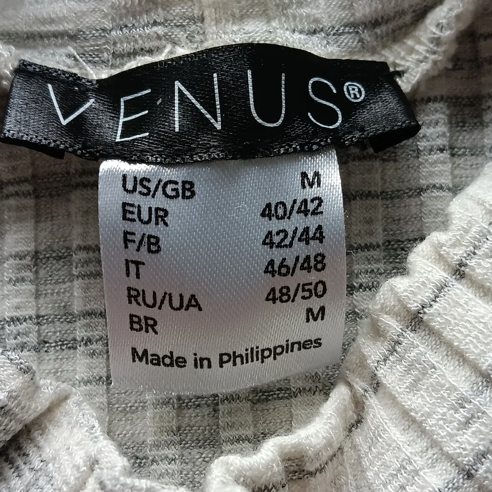 Venus Lace Long-Sleeve Mock Neck Ribbed Knit Top Ivory Ecru Grey Sheer Medium